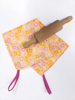 Preview: Bauwoll Druck Kleine Blüten Gelb/Orange/Lila Happy Spring by Swafing 